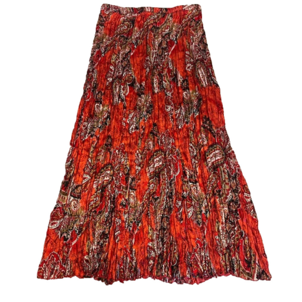 The Travel Collection Women’s L Pleated Shimmery Floral Multicolor Gipsy Skirt